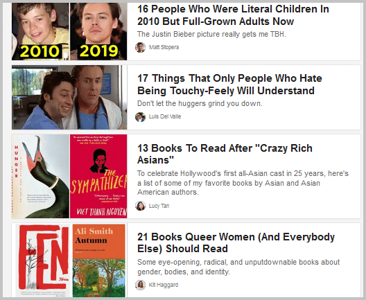 Buzzfeed Listicles